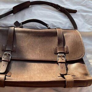 Vintage COACH D1S-5325 Full Multi Flap Messenger Bag Brown Leather Briefcase